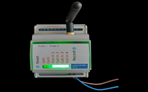 Telecontrollo remoto GSM guida DIN 2 IN 1 OUT relè sonda temperatura termostato 